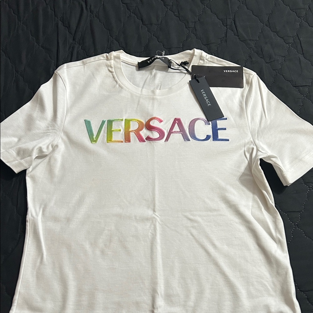 Versace Multicolor Logo White T-Shirt